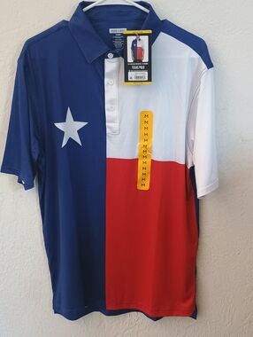 State of Mind Men’s Texas Flag Colorblock Polo - Blue/White/Red